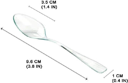 Loreso Plastic 50CT Mini Clear Dessert Spoons For Miniature Dessert Cups, Tasting Party, Sampling, Ice Cream, Small Catering Supplies - Reusable BPA Free Pack of 50