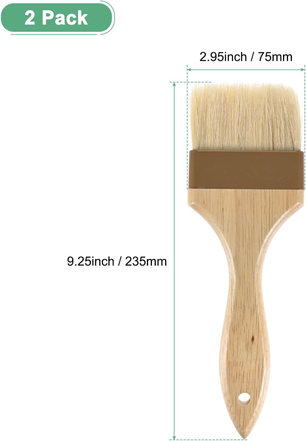 M METERXITY 2-Pack Pastry Brush, Wooden Handle Natural Bristle Basting BBQ Oil Brush for Cooking/Barbecue/Kitchen [3"]