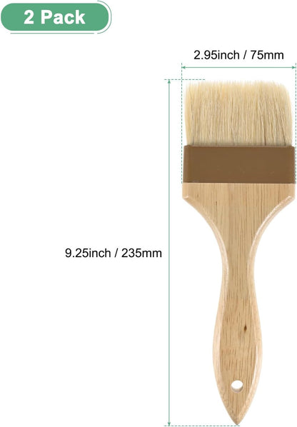 M METERXITY 2-Pack Pastry Brush, Wooden Handle Natural Bristle Basting BBQ Oil Brush for Cooking/Barbecue/Kitchen [3"]
