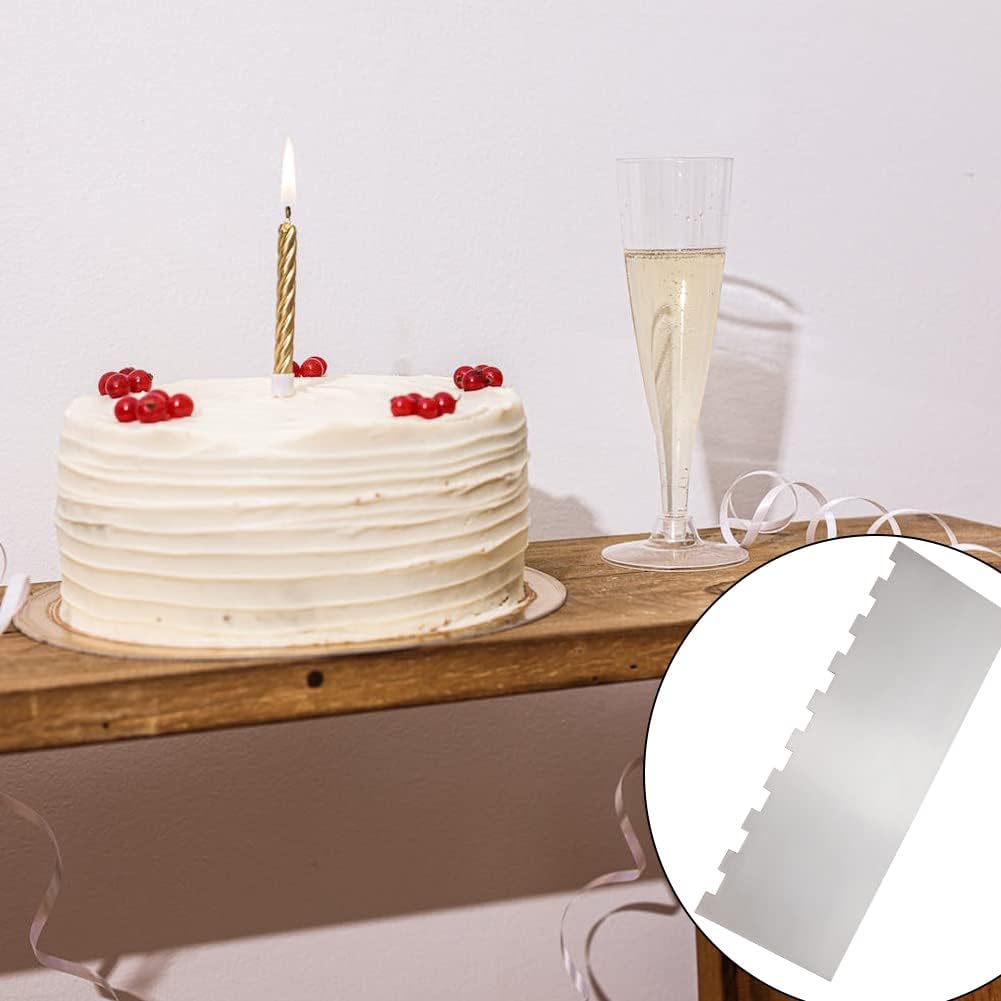 8.6 Inch Stainless Steel Cake Scraper Metal Scraper for Cake Smoother Leveler Scraper Cake Decorating Comb Cake Cutter for Mousse Butter Cream
