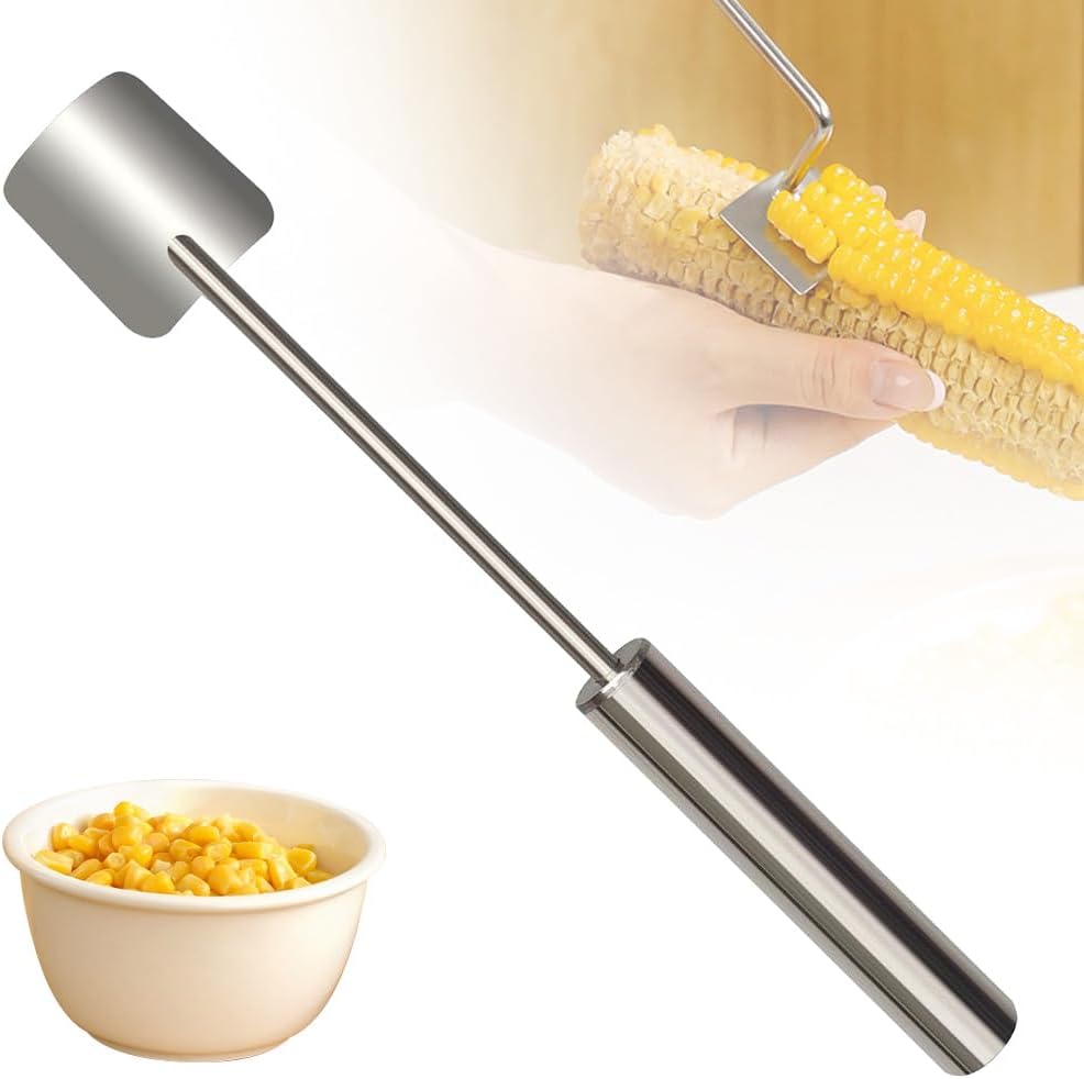Corn Cob Stripper, 2025 New Stainless Steel Corn Stripping Tool, Fast Corn Peeler for Corn on the Cob Cutter Kernel Remover for Kitchen (1)