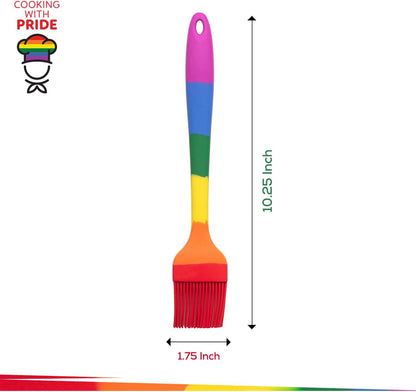 Cooking With Pride Non-Stick Pastry Brush, Heat-Safe Silicone With Iron Core, 8.5-Inch