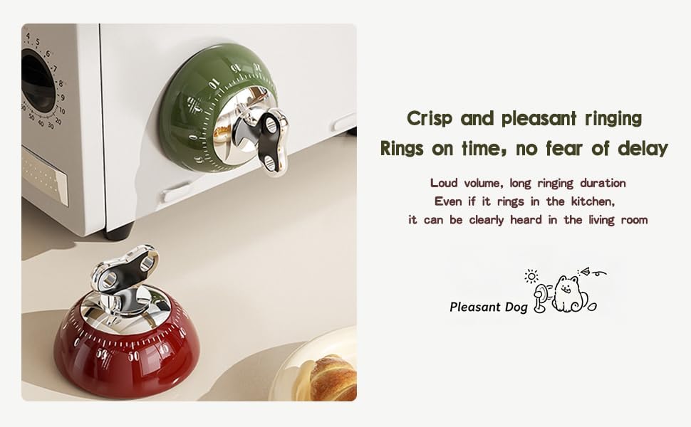 60-Minute Magnetic Timer, Mechanical Kitchen Cooking Reminder & Student Time Manager, Self-Discipline Alarm Clock for Time Management, Fridge Magnet Timer for Home School Office (Green)