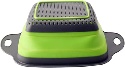 Collapsible Silicone Colander Strainer - Round - Green and Gray