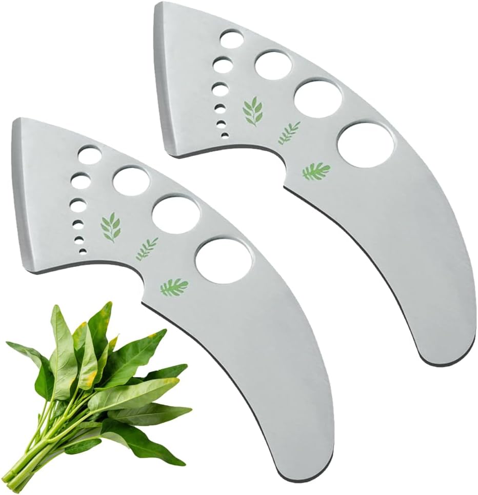 2 Pack Stainless Steel Herb Stripper, 9 Holes Kitchen Leaf Stripping Tool for Kale, Chard, Collard Greens, Thyme, Rosemary, Basil