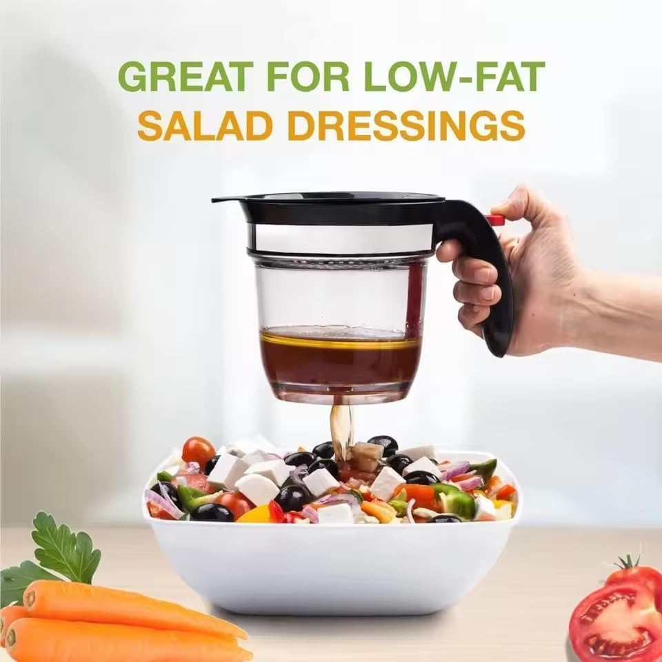Fat Separator Bottom for Mess-Free Straining Built-in Oil Strainer for Efficient Grease Separation Essential Kitchen Utensil