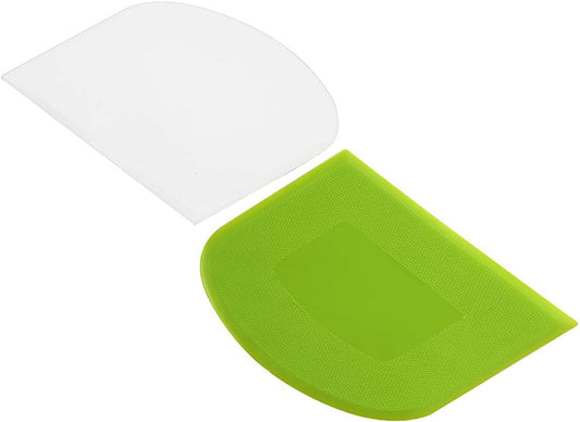 Suanyok Bench Scraper-Stainless Steel Dough Scraper and Flexible Plastic Bowl Scraper 4-Piece Set-Bread/Pastry/Pizza Cutter, Multifunctional 2-in-1 Baking Tools With Measurement Marks