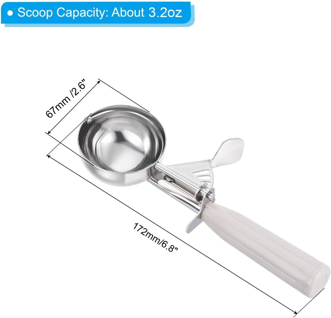 PATIKIL 3/4 Ounce Ice Cream Scoop with Trigger, Stainless Steel Portion Cookie Scoop with Thumb Trigger for Cookie Dough Cupcake Batter Baking, Purple 22ML