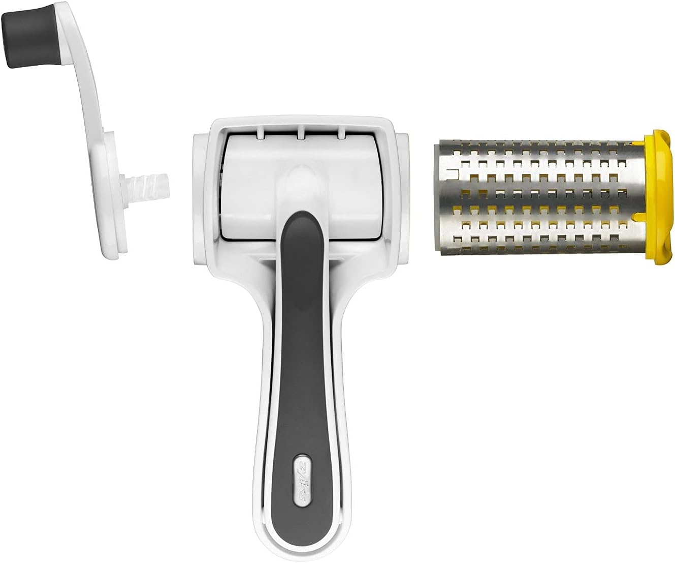 Zyliss All Cheese Acid Etched Rotary Grater with Fine and Coarse Drums, 1-Pack, White