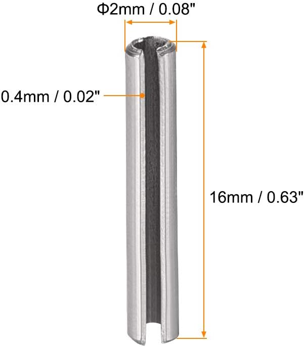 uxcell Slotted Spring Pin - M4 x 30mm 304 Stainless Steel Split Spring Roll Dowel Pins Plain Finish 20Pcs