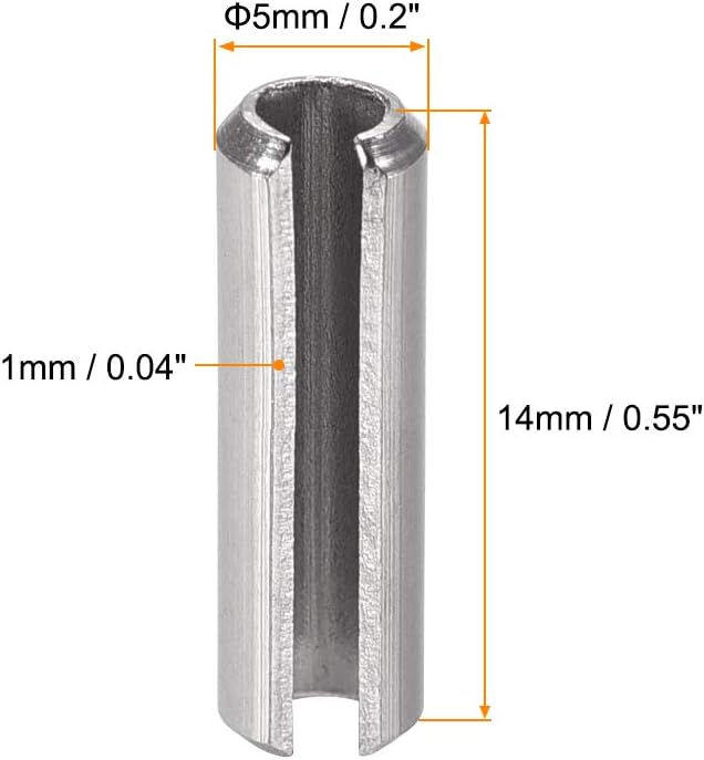 uxcell Slotted Spring Pin - M4 x 30mm 304 Stainless Steel Split Spring Roll Dowel Pins Plain Finish 20Pcs