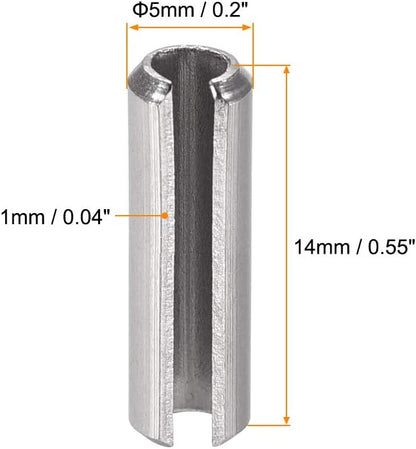 uxcell Slotted Spring Pin - M4 x 30mm 304 Stainless Steel Split Spring Roll Dowel Pins Plain Finish 20Pcs