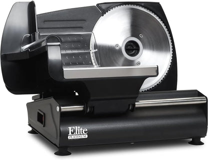 Elite Gourmet EMT-625B Ultimate Precision Electric Deli Food Meat Slicer Removable Stainless Steel Blade, Adjustable Thickness, Ideal for Cold Cuts, Hard Cheese, Vegetables & Bread, 7.5”, Black