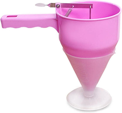 ABS Batter Dispenser Funnel with Plunger for Pancakes, Waffles, Cupcakes, Muffins, Crepes, Takoyaki Balls and Chocolate, Precise Baking Tool for Home Kitchens and Bakeries, Dishwasher Safe, White(A)
