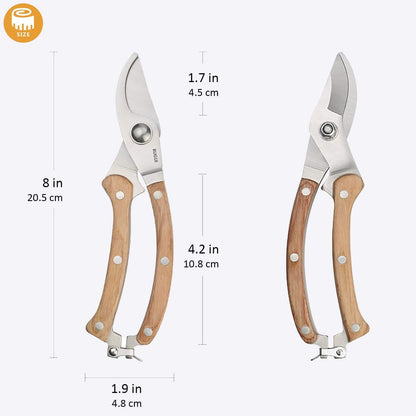 BUGUI Garden Shears Set of 2, Includes 1 Bypass Pruning Shears and 1 Straight Blade Garden Scissors, Sharp, Lightweight