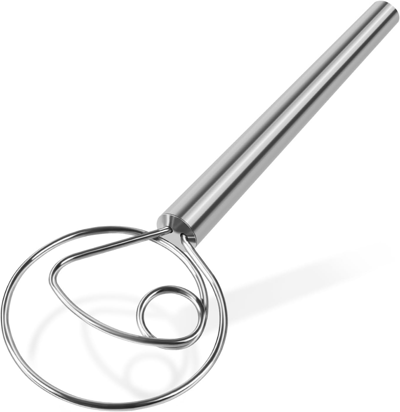 Danish Dough Whisk Stainless Steel Wooden Handle for Sourdough Bread Pizza and Pastry Making