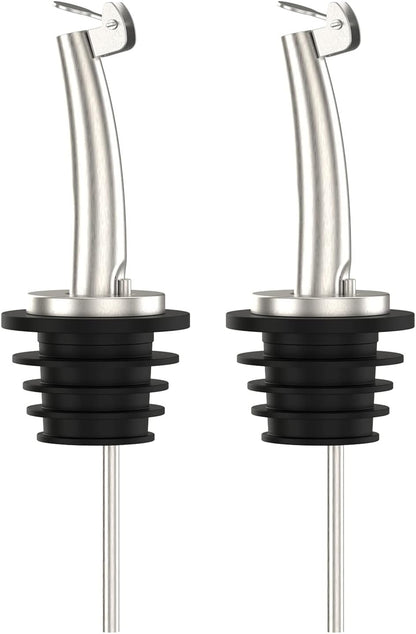 Axe Sickle 2 Pcs Oil Spout Liquor Bottle Pourer Spouts Stainless Steel Speed Pour Spouts Olive Oil Dispenser Spout for About 3/4" Bottle Mouth, with Flip Top