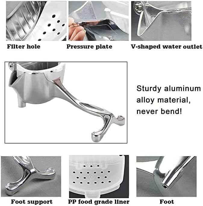 Manual Hand Press Fruit Juicer with Heavy Quality Detachable Lever for Citrus Lime Juicer or Orange Juicer, Steel Handle Juicer for Instant Juice (Aluminium, Silver
