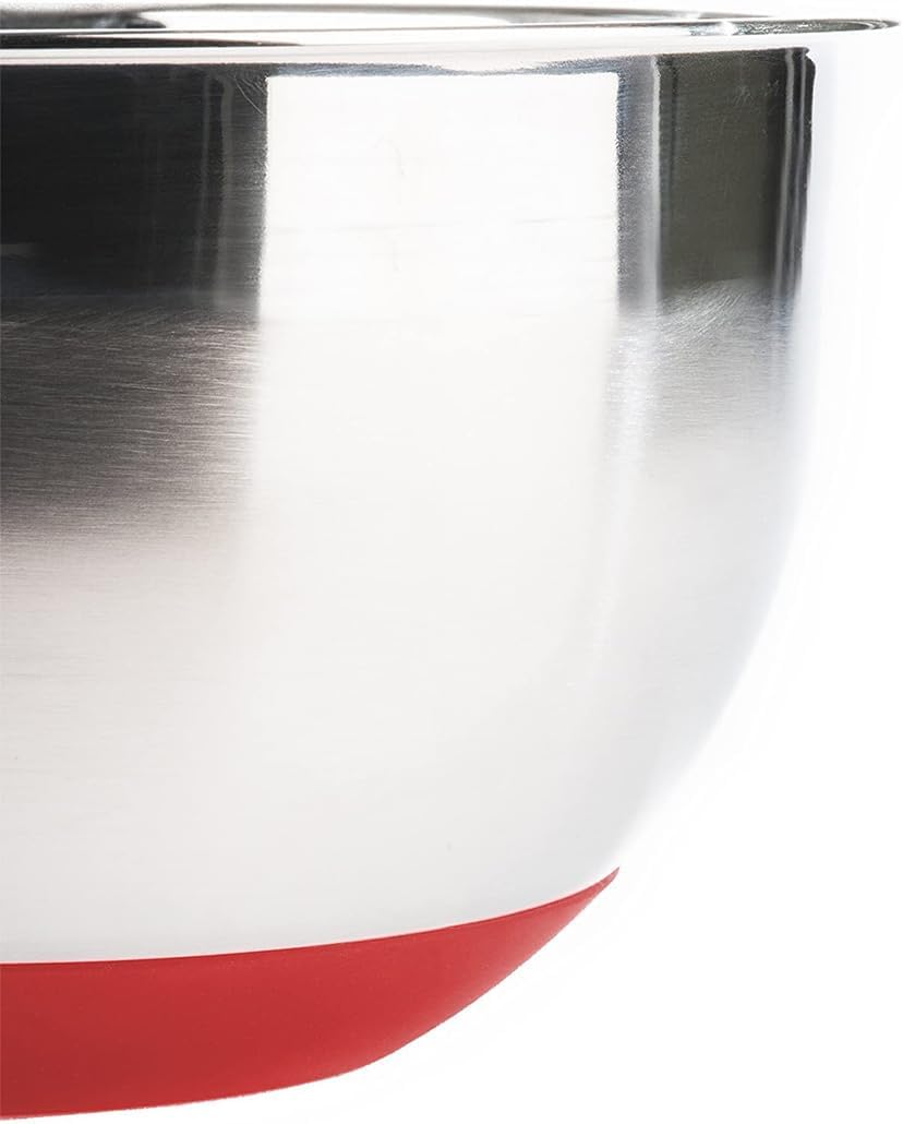 Stainless Steel Mixing Bowls with Lids and Non Slip Bases (Set of 5, Red)