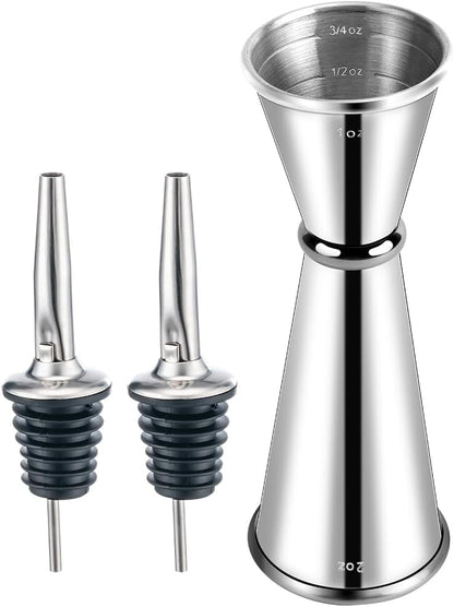 Briout Jigger for Bartending, Double Cocktail Jigger Japanese Premium 304 Stainless Steel Jigger 2 OZ 1 OZ with Measurements Inside