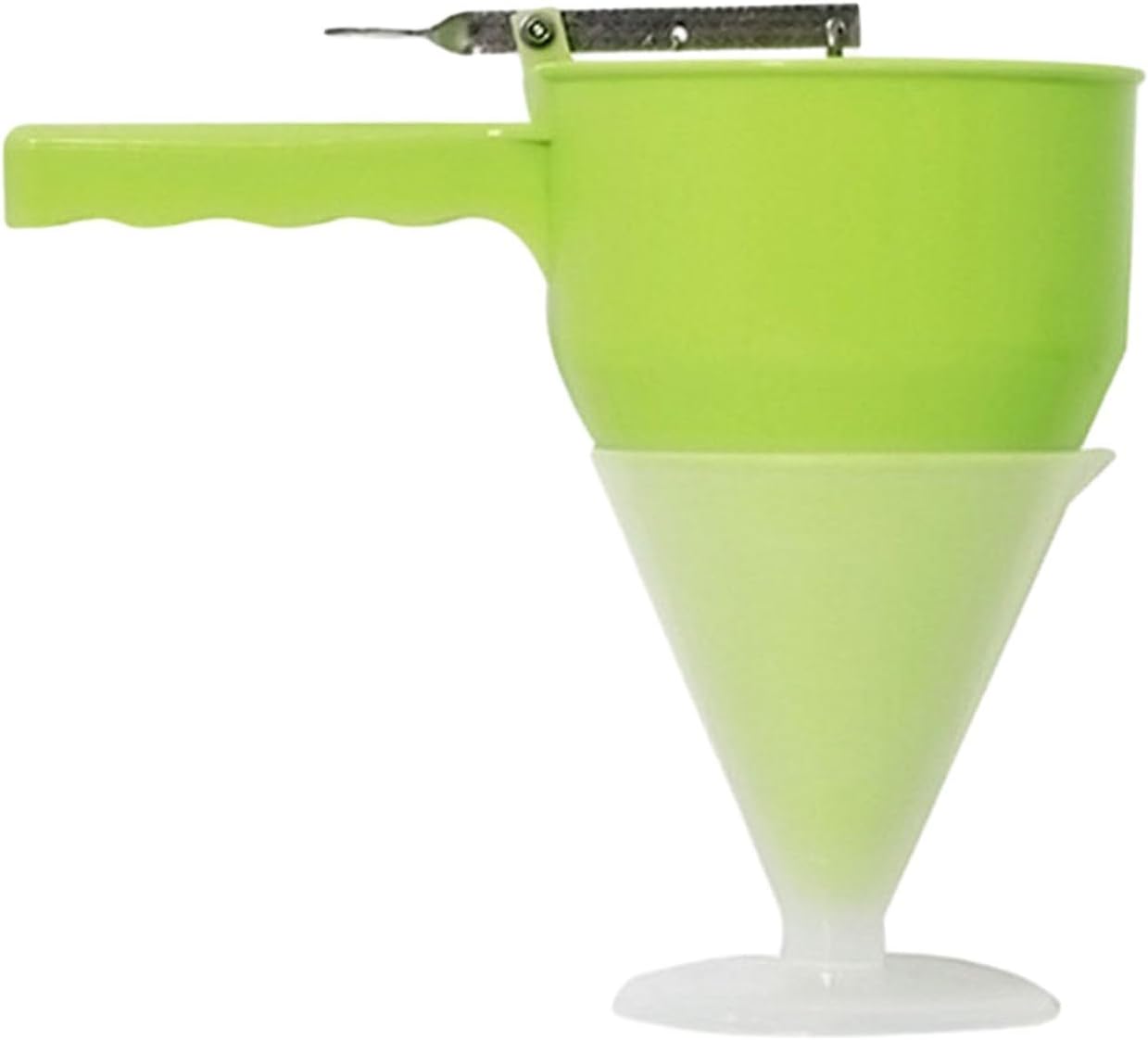 ABS Batter Dispenser Funnel with Plunger for Pancakes, Waffles, Cupcakes, Muffins, Crepes, Takoyaki Balls and Chocolate, Precise Baking Tool for Home Kitchens and Bakeries, Dishwasher Safe, White(A)