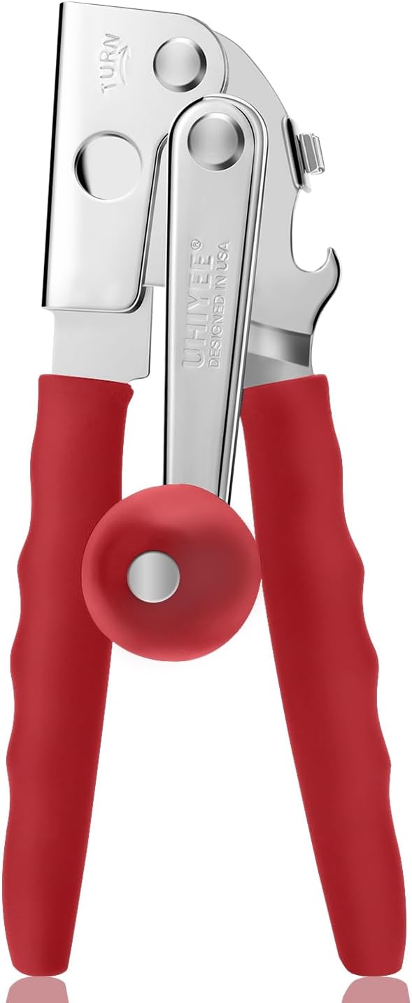 Commercial Can Opener, UHIYEE Hand Crank Can Opener Manual Heavy Duty with Comfortable Extra-long Handles, Oversized Knob, Large Handheld Can Open Easy for Big Cans, Black