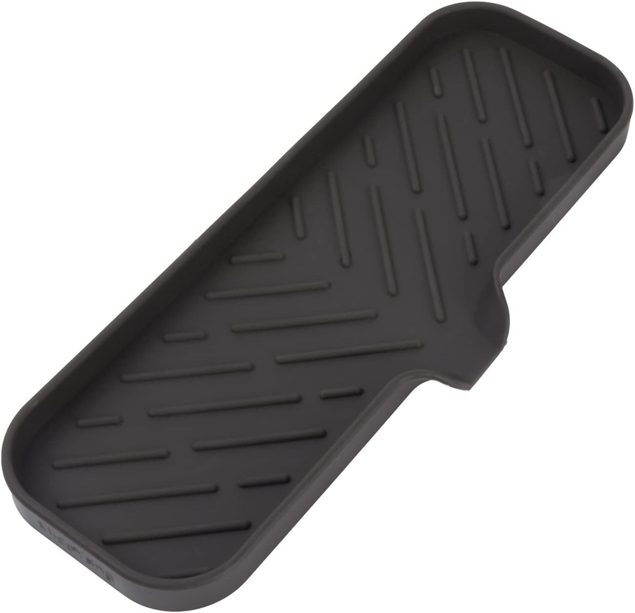 MicoYang Silicone Soap Dish with Drain Spout, Self-Draining Sink Organizer Tray for Bathroom and Kitchen, Sponges, Dispensers and Soap Holder, Non-Slip and Dishwasher Safe, Black (Compact, 4.9"×3.2")