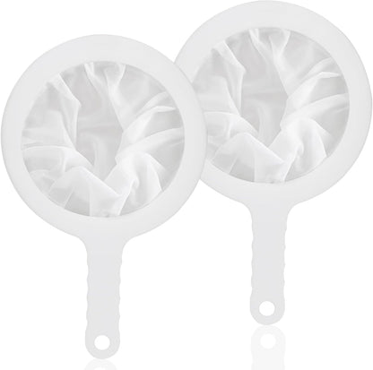 Uenhoy 2 Pcs Ultra-Fine Nylon Mesh Strainers 120/200 Mesh Kitchen Food Yogurt Mesh Sieve, Plasitc Colander with Handle, Sieve Filter for Food Tea Juice Coffee Milk Liquids