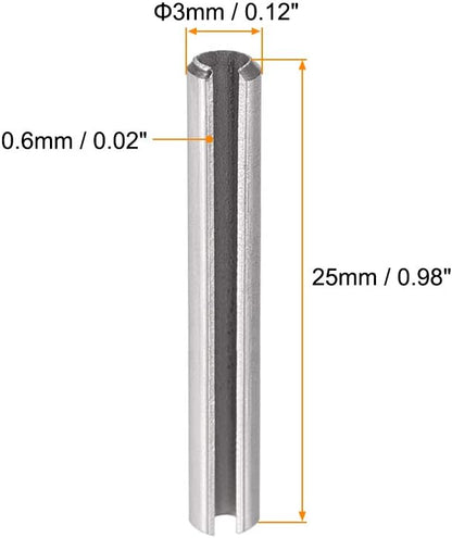 uxcell Slotted Spring Pin - M4 x 30mm 304 Stainless Steel Split Spring Roll Dowel Pins Plain Finish 20Pcs