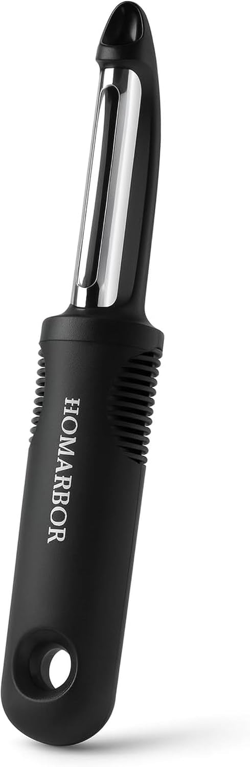 Black Premium Vegetable Peeler | Ultra-Sharp Swivel Stainless Steel Blade | Ergonomic Soft Grip Handle | Mango Peeler | Dishwasher Safe | Skin Peeler for Veggies & Fruits | Potato Peeler & Eye Remover