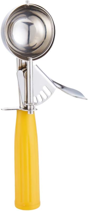 Saebye Portion Scoop - #8 (4 oz) - Disher, Large Ice Cream Scoop with Trigger, Cookie Scoop, Food Scoop, Muffin Scoop - Portion Control - 18/8 Stainless Steel, Grey Handle