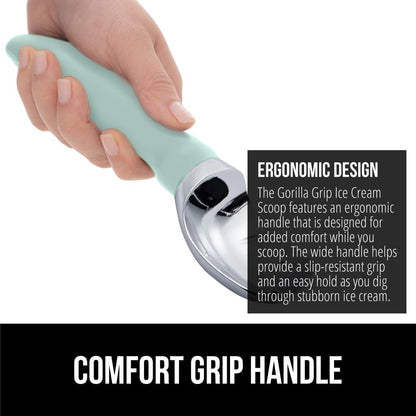 GORILLA GRIP® Heavy Duty Ice Cream Scoop, BPA-Free, Dishwasher Safe, Comfortable Zinc Alloy Handle, Professional Scooper for Hard Gelato, Sorbet, Cookie Dough, Melon, Round Cones, Kitchen Tool, Blue