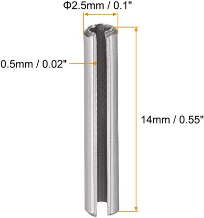 uxcell Slotted Spring Pin - M4 x 30mm 304 Stainless Steel Split Spring Roll Dowel Pins Plain Finish 20Pcs