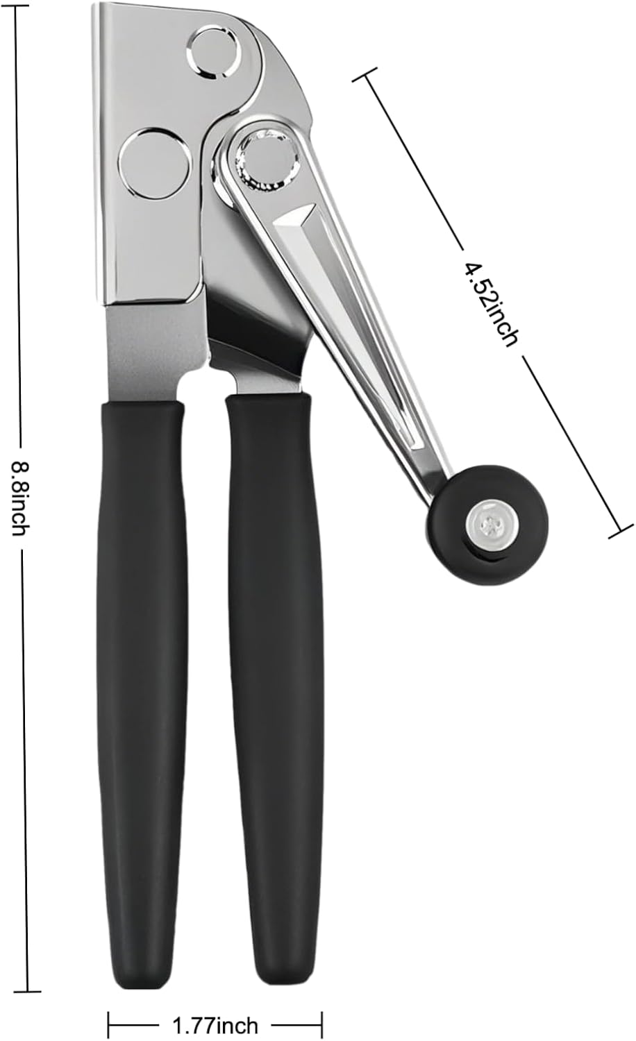 Commercial Crank Can Openers Manual, Heavy-Duty Can Opener—Ergonomic Design, Black