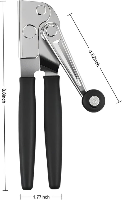 Commercial Crank Can Openers Manual, Heavy-Duty Can Opener—Ergonomic Design, Black