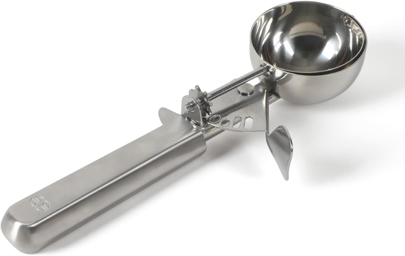Calphalon Cookie Scoop, Stainless Steel Trigger Scoop for Cookie Dough, Ice Cream & Batter, Portion Control Kitchen Scoop with Release Mechanism, Taupe