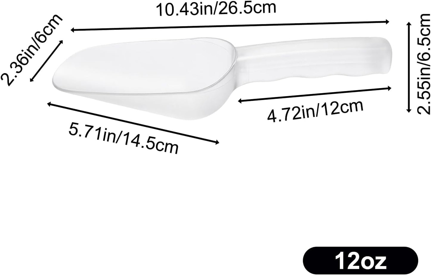 Plastic ice scoop for freezer - 12oz ice scoop BPA-FREE polycarbonate scoop with ergonomic handle, ideal for ice maker,ice cube, ice bucket, coffee beans, popcorn,ice cream, dishwasher safe (1 Pack)M