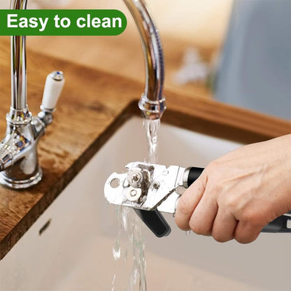 Can Opener Manual, Handheld Strong Stainless Steel Can Opener, Comfortable Handle, Sharp Blade Smooth Edge, Can Openers with Multifunctional Bottle Opener, Black
