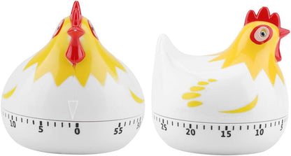 Joyzan Chicken Cartoon Kitchen Timer, Chick Hen Pattern Baking Countdown Mechanical Rotating Loud Alarm Mini Counters Timing Reminder Lovely Cute Manual Egg Animal Time Management Clock Home Study