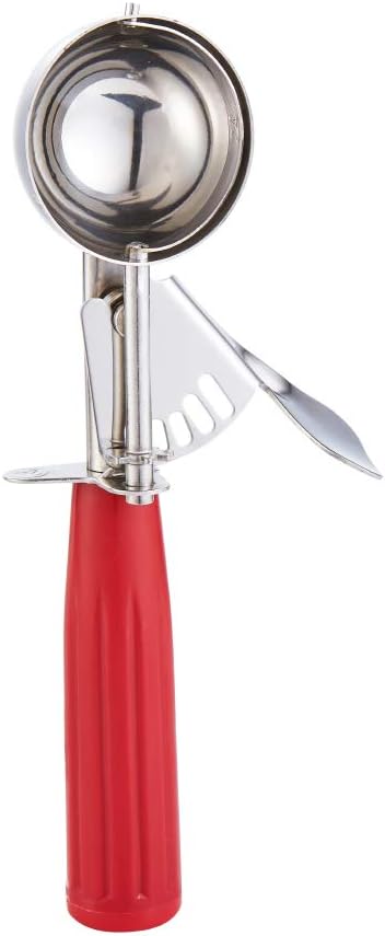 Saebye Portion Scoop - #8 (4 oz) - Disher, Large Ice Cream Scoop with Trigger, Cookie Scoop, Food Scoop, Muffin Scoop - Portion Control - 18/8 Stainless Steel, Grey Handle