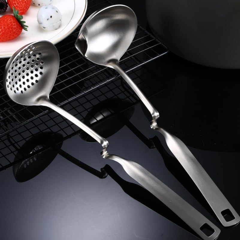 Unomor Stainless Steel Oil Filter Spoon Long Handle Grease Separator Cooking Oil Strainer Soup Ladle Kitchen Gadget