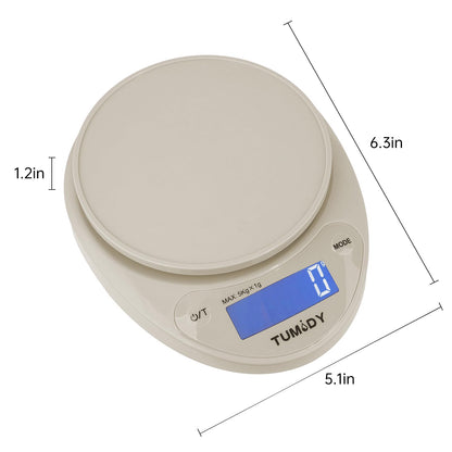 Small Digital Kitchen Scale Food - 11lb/5kg Kitchen Weight Scale with LCD Display for Weight Loss, Sourdough Bread, Baking, Cooking, Keto and Meal Prep, 1g Precision, Batteries Included, Blue