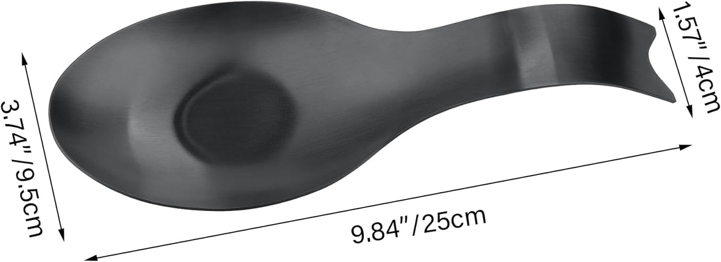 VanlonPro Stainless Steel Spoon Rest, Spatula Ladle Holder, Stainless Steel Utensil Spoon Rest Holder, Brushed Finish, Dishwasher Safe 9.8 x 3.7 Inch (Silver 1PC)