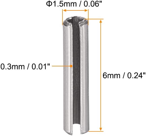 uxcell Slotted Spring Pin - M4 x 30mm 304 Stainless Steel Split Spring Roll Dowel Pins Plain Finish 20Pcs