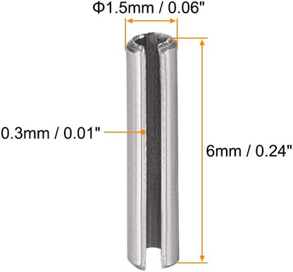 uxcell Slotted Spring Pin - M4 x 30mm 304 Stainless Steel Split Spring Roll Dowel Pins Plain Finish 20Pcs