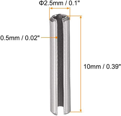 uxcell Slotted Spring Pin - M4 x 30mm 304 Stainless Steel Split Spring Roll Dowel Pins Plain Finish 20Pcs