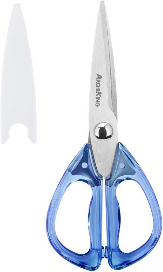 Heavy Duty Kitchen Scissors, Titanium Coated All Purpose Shears - Extra Sharp Detachable Blades for Poultry, Chicken Bones, Meat, Vegetables, Herbs | Micro Serrated & Ergonomic Handle