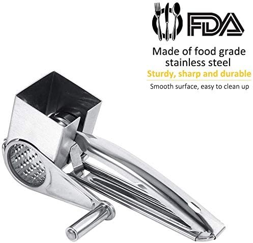 Cheese Grater,Multifunctional Kitchen Craft Rotary Stainless Steel Cheese Grater 1 Drums Shred Tool