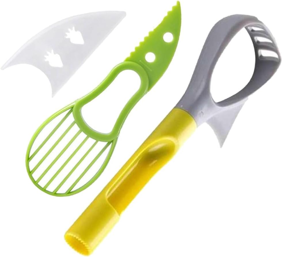 Kopida 3-in-1 Avocado Slicer, Avocado Peeler Tool Multi Function Avocado Slicer - Green Avocado Cutter and Scooper for Fruits & Vegetable, Peel Avocado, Avocado Separator Shredder Fruit Core Remover