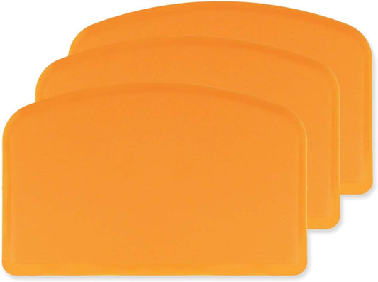 DOERDO Flexible Food Safe Plastic Dough Scraper,for Food Cutting and Cleaning,Multipurpose Food Scrappers(White,3PCS)